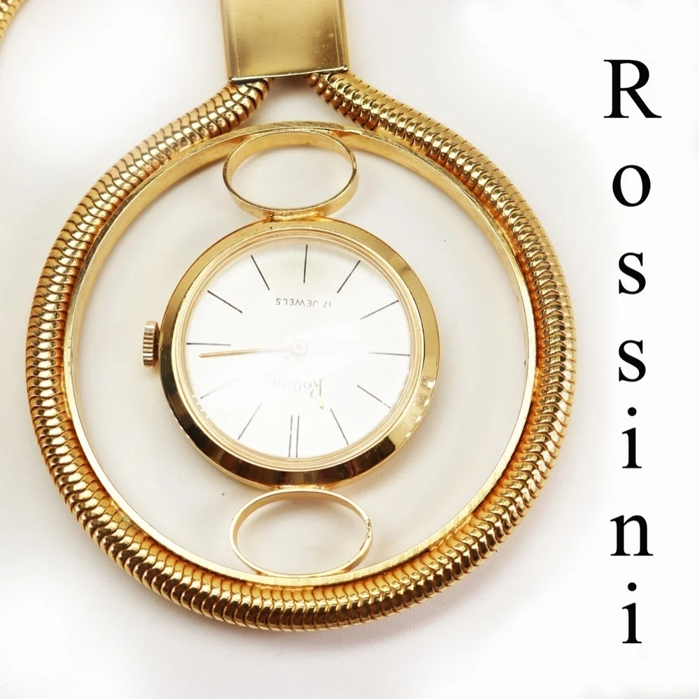 Vintage 1970s Rossini 17 Jewels Timepiece Necklace